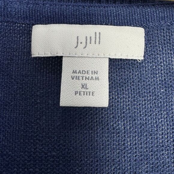 J Jill Linen Rayon Tunic Sweater Top Size XL Petite Blue Slits Lagenlook Boho - Picture 6 of 8